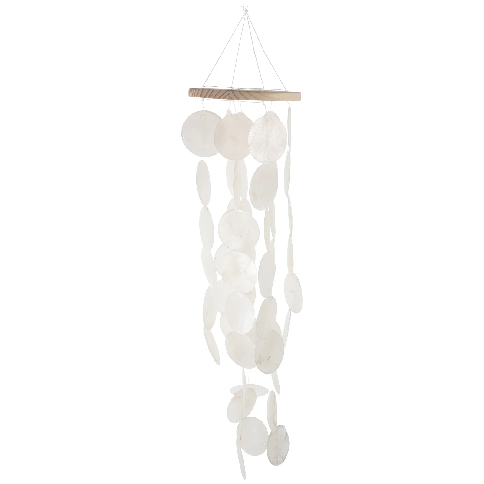 

Mirror Shell Wind Chimes Patio for Capiz 42X12x12cm White Housewarming Gift Balcony