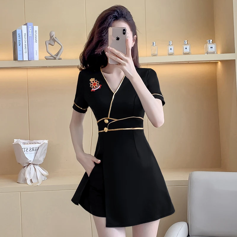 

Сексуальный комплект из двух предметов V-Ne Dr And orts Faionable Anti-Aging Ванна для ног Techan Work orm Полиэстер Mid-Sve Crew...