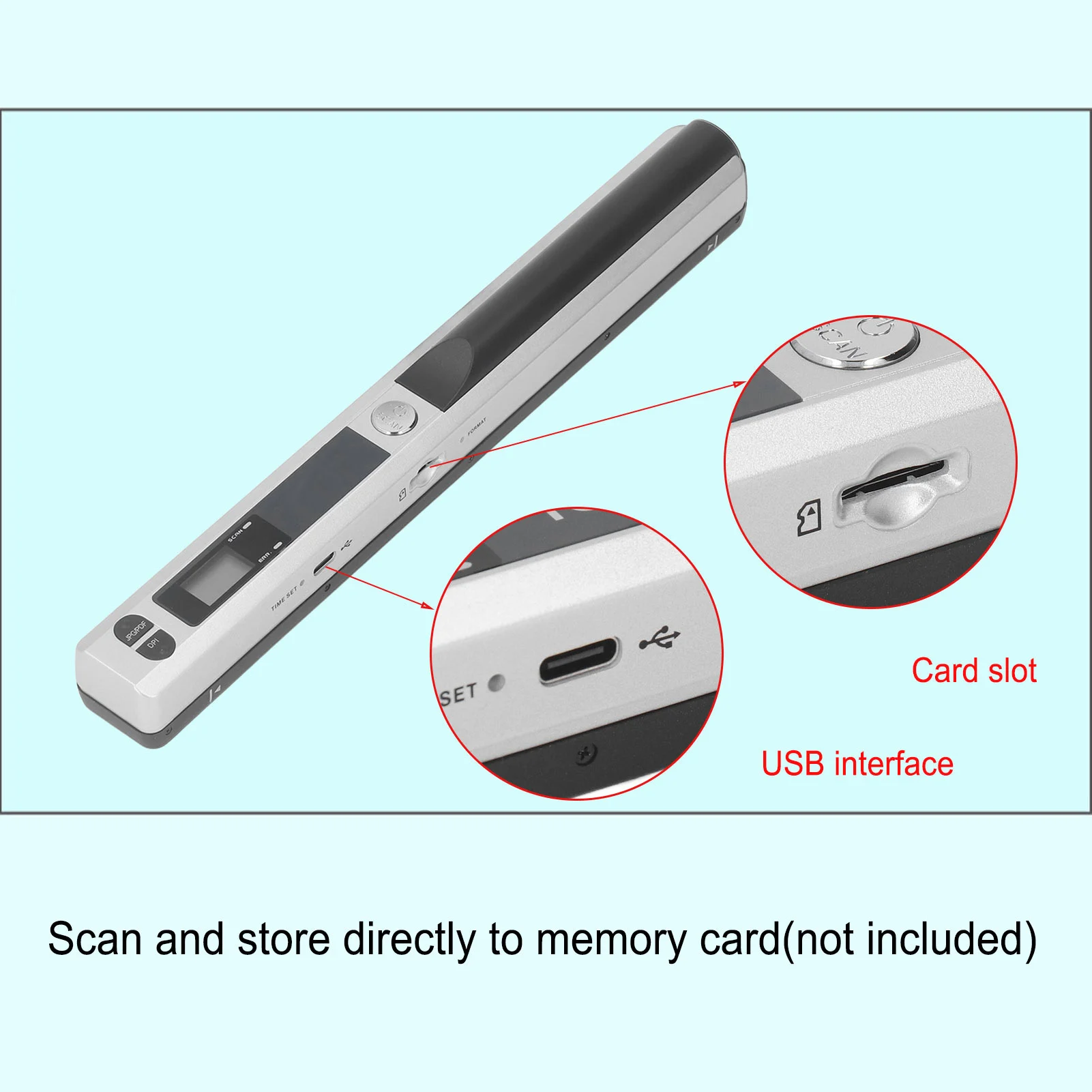 الماسح الضوئي المحمول للصور A4 وثيقة إيصالات الصور الكتب JPG PDF تنسيق 900 ديسيبل متوحد الخواص معدات المسح الضوئي للأعمال المحمولة #3