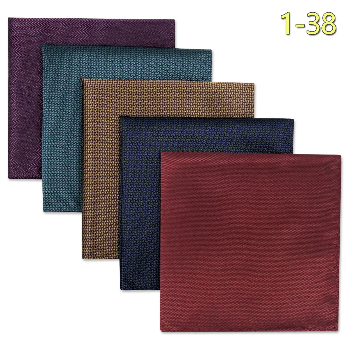 5 Pack Set Men's Pocket Square Handkerchief, Assorted Designs
