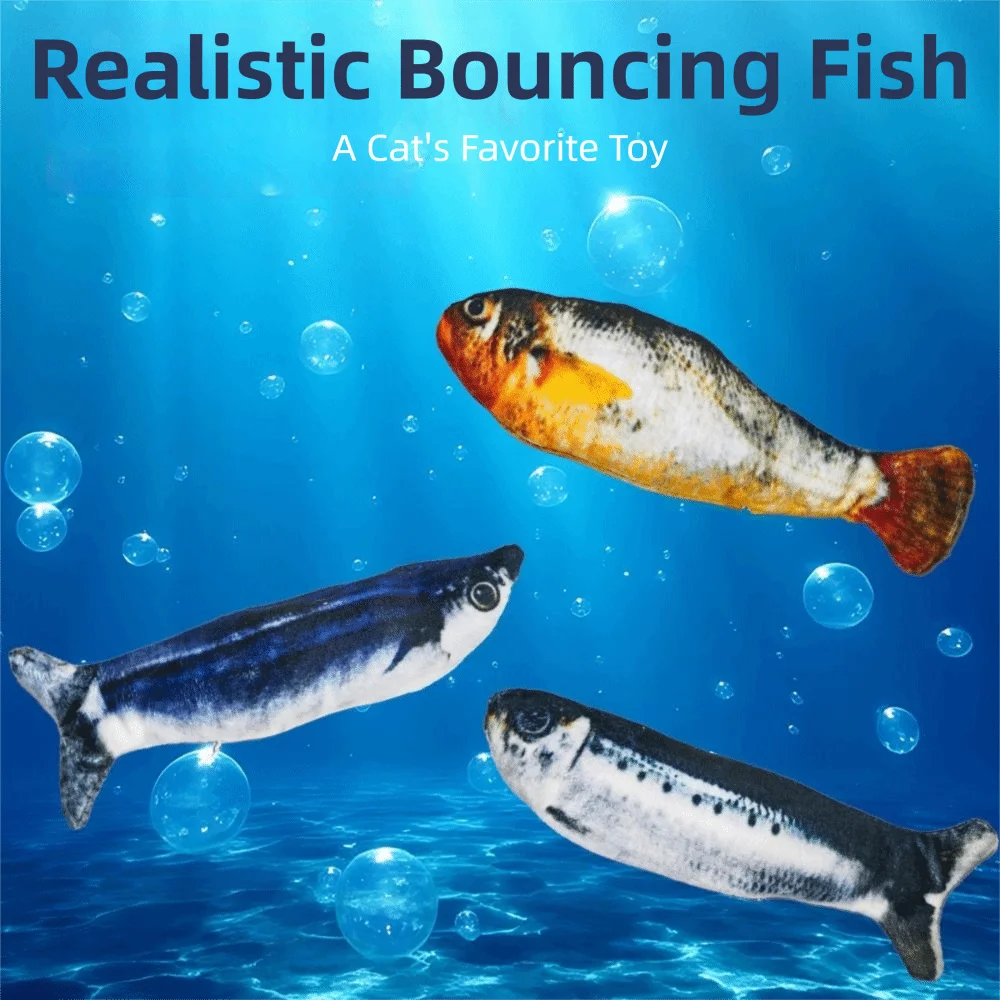 

1/3Pcs Wagging Tail Electric Simulation Fish Cat Toy Motion Sensor Tap-Activated Interactive Cat Toy Plush Type-C Charging