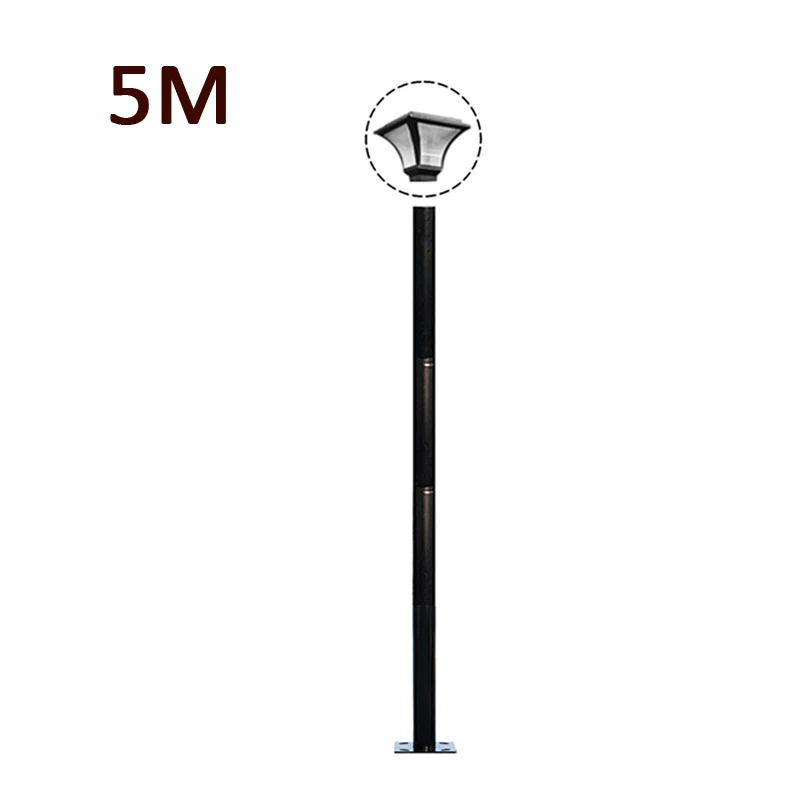 Cctv Camera Split Bracket 5m Diameter 76Mm High Black Splicing Street Lamp Pole Modern Park Garden Lamp Pole Galvanized Lights