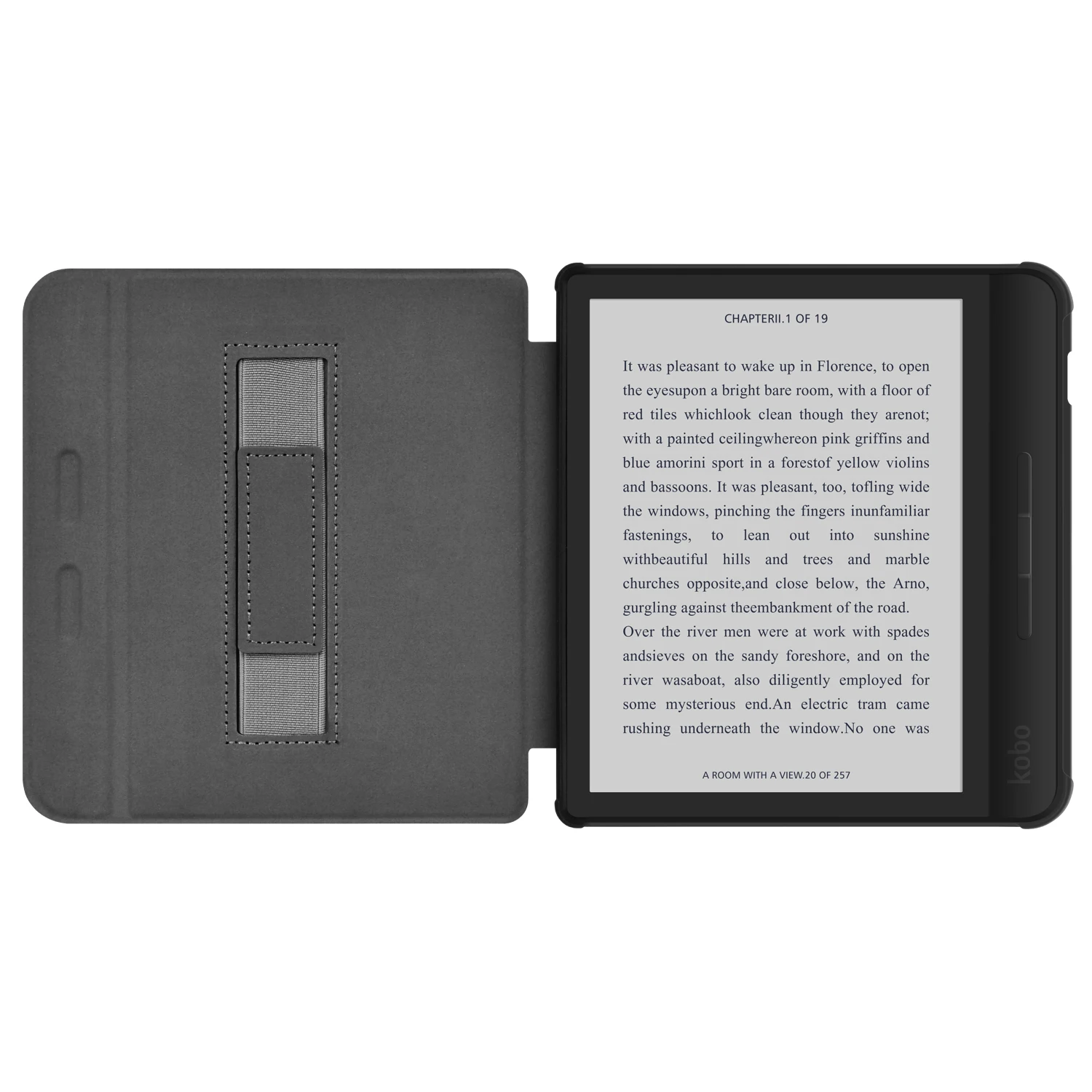 For Kobo Libra 2 Fabric Soft Case with Hand Strap Smart Cover for Libra H2O Magnetic Protective Shell for Tolino Vision 5/6