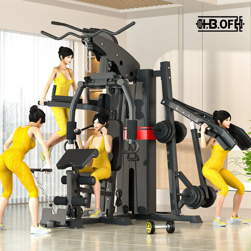 Fitness Home Three Person Standing Comprehensive Trainer, High Position Pull-down Single Person Standing Posture, Chest Pushing