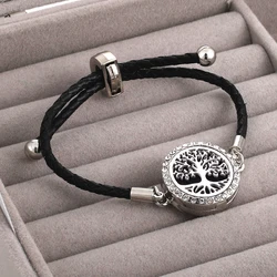 Aromatherapy Black Leather Lock Bracelet Stainless Steel perfume Essential Oil Diffuser Bracelet perfume Lock Women's Jewelry