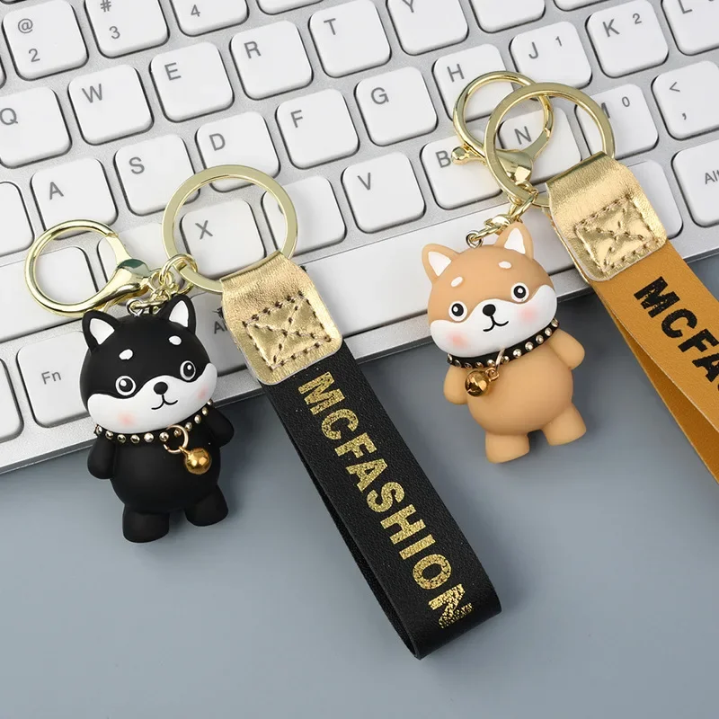 Cartoon Shiba Inu Resin Keychain Lovely Bell Puppy Three-dimensional Key Chain Cute Pendant Accessories Small Gift For Lovers