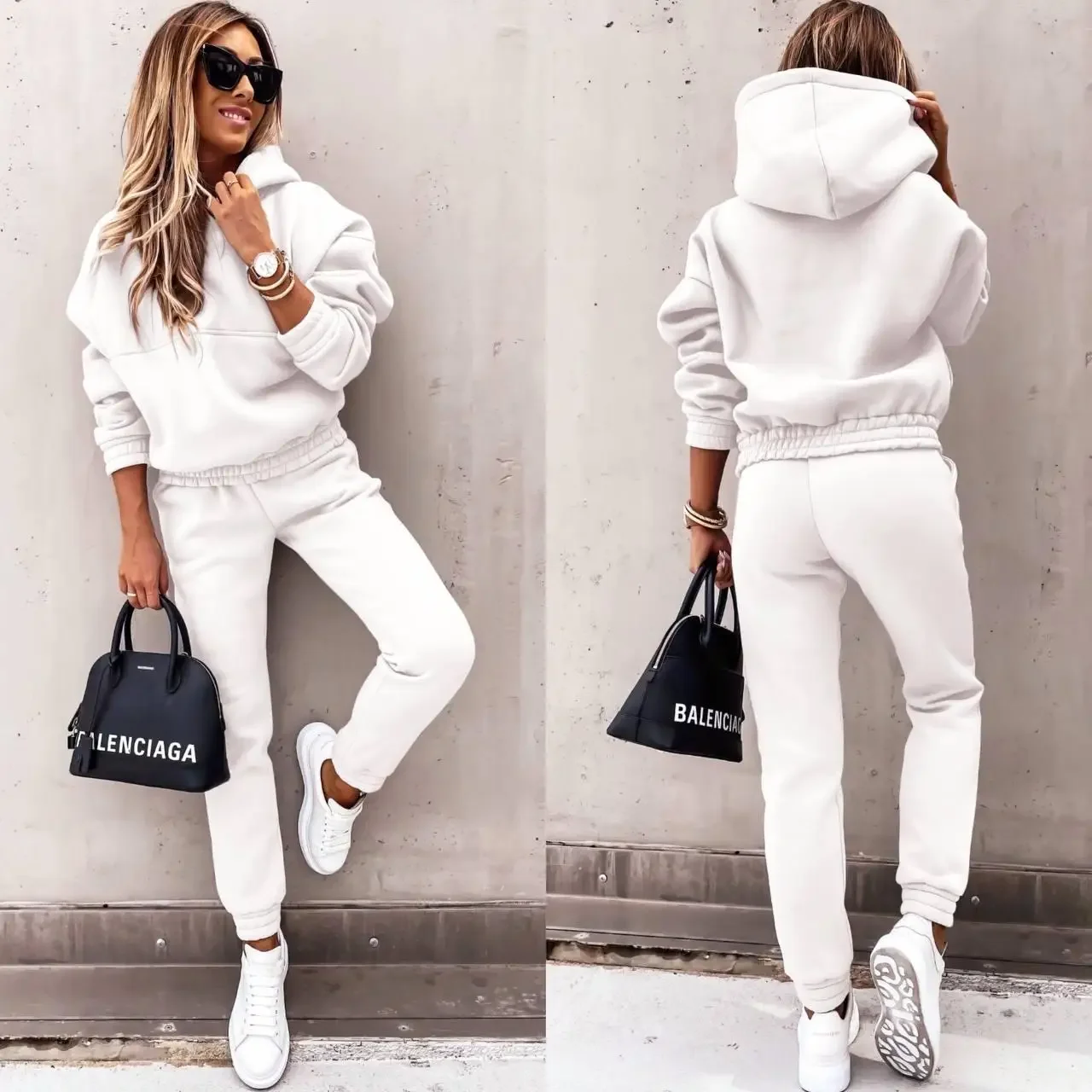 2023 Women\'s Long Sleeved Pants Set Autumn and Winter New Fashion Long Sleeved Sports Casual Sweater Set Two Piece Set