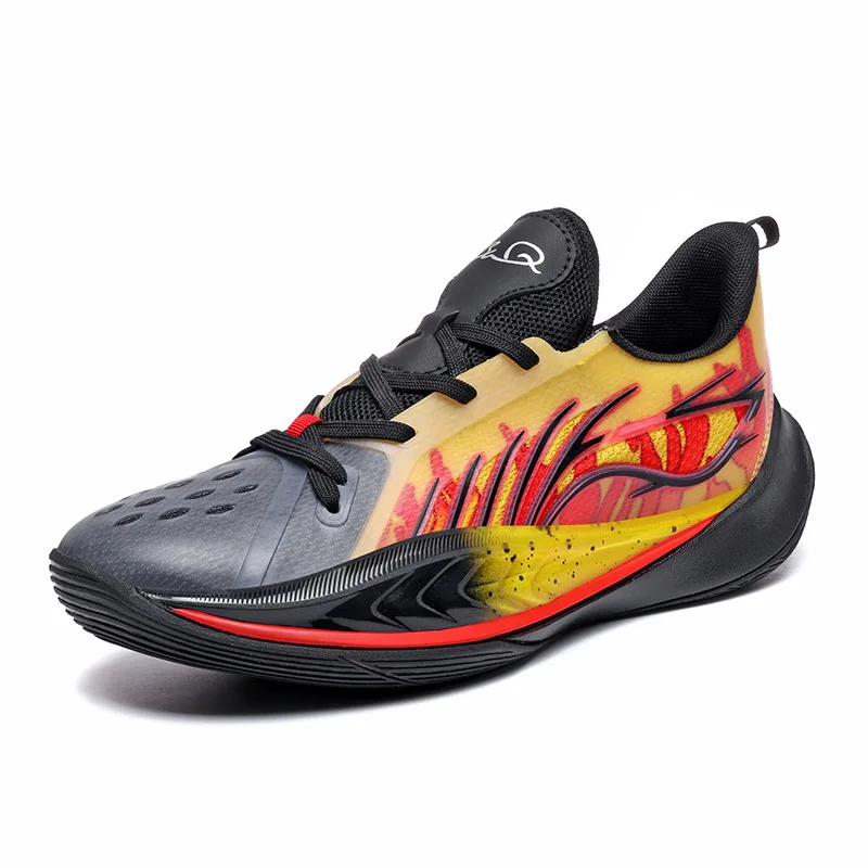 Lynjacye Black Yellow High Level Basketball Boots Super Light Men Women Beathable Cushion Sneakers Anti-Slip Badminton Shoes