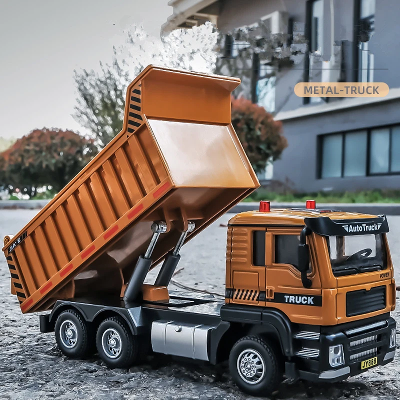 1/50 City Heavy Dampfer-LKW-Modell, Druckguss, Metallspielzeug, Schlacke, Kohlebergwerk, Transportfahrzeuge, Automodell, Ton und Licht, Geschenk für Kinder