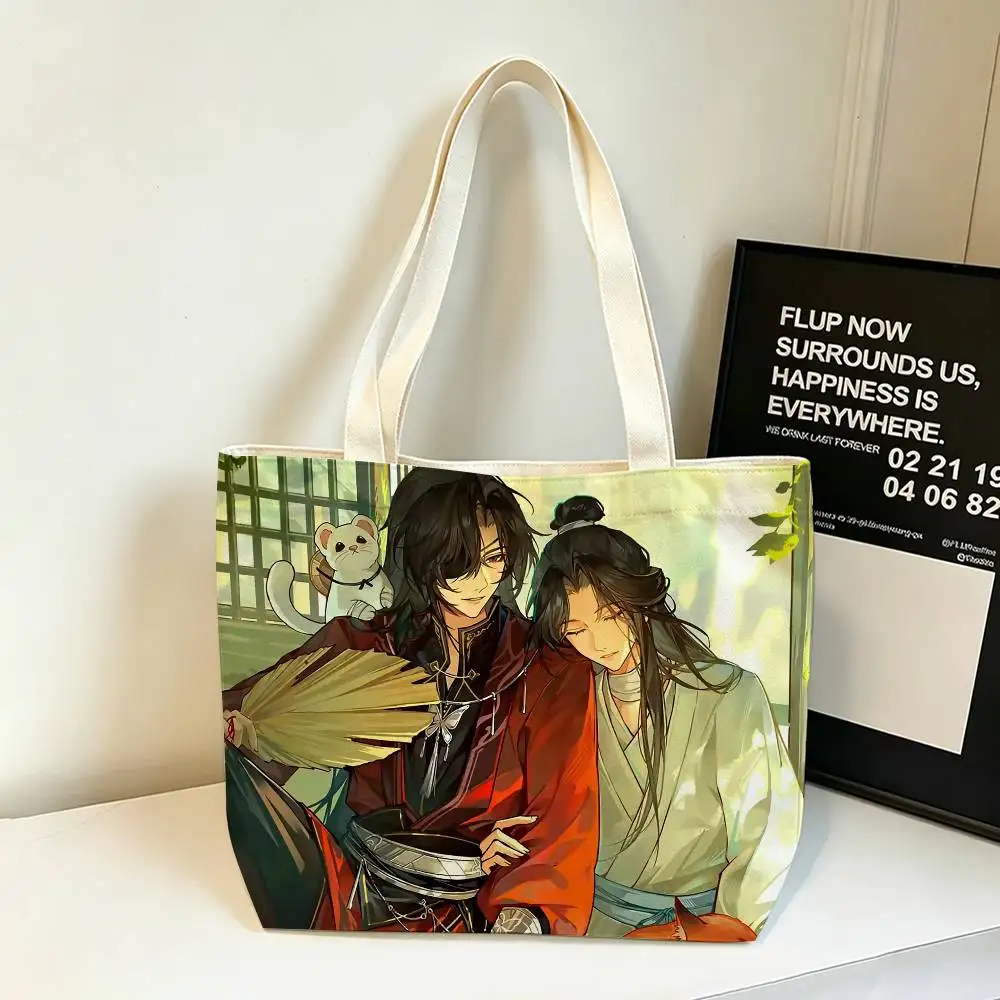 Xie Lian Hua Cheng Heaven Officials Blessing Cotton Polyester Zipper Tote Bag Large Capacity Shoulder Shopping Handbag 5