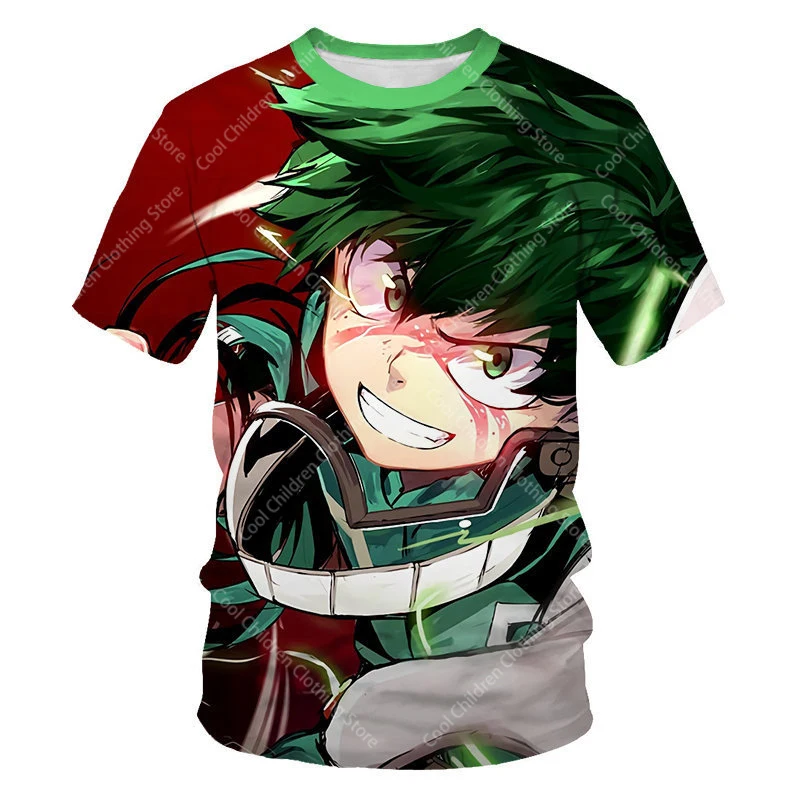 My Hero Academia Summer Boys Girls  Short Sleeve Clothing for Tee Cute casual fashion Parent Child Clothing Short Sleeve T-shirt