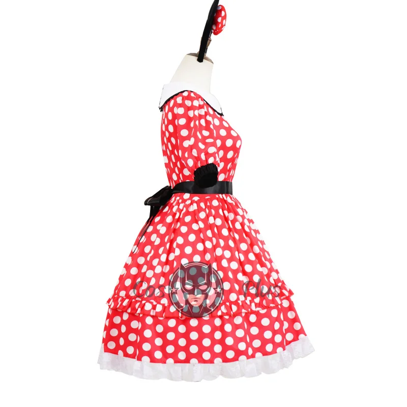 أنيمي باخرة ويلي ميني تأثيري حلي البولكا نقطة فساتين حمراء هالوين كرنفال تأثيري ميني الملابس