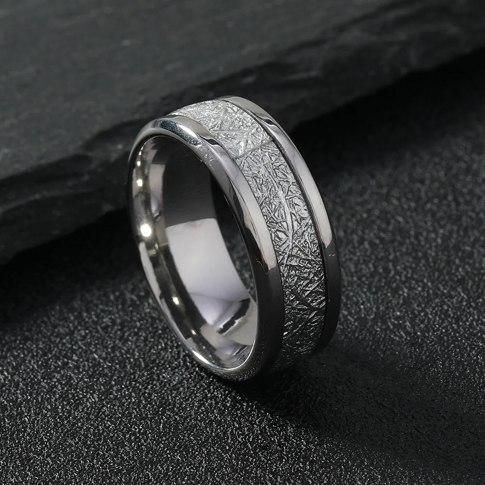 European and American personalized stainless steel jewelry rime pattern ring men's fashion ring image 2