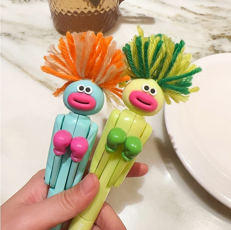 Novelty Funny Ugly Bomb Hair Boxing Pen Drawing Toys Children's Stress Relief Toys Cute Neutral Pen Toy Student Supplies