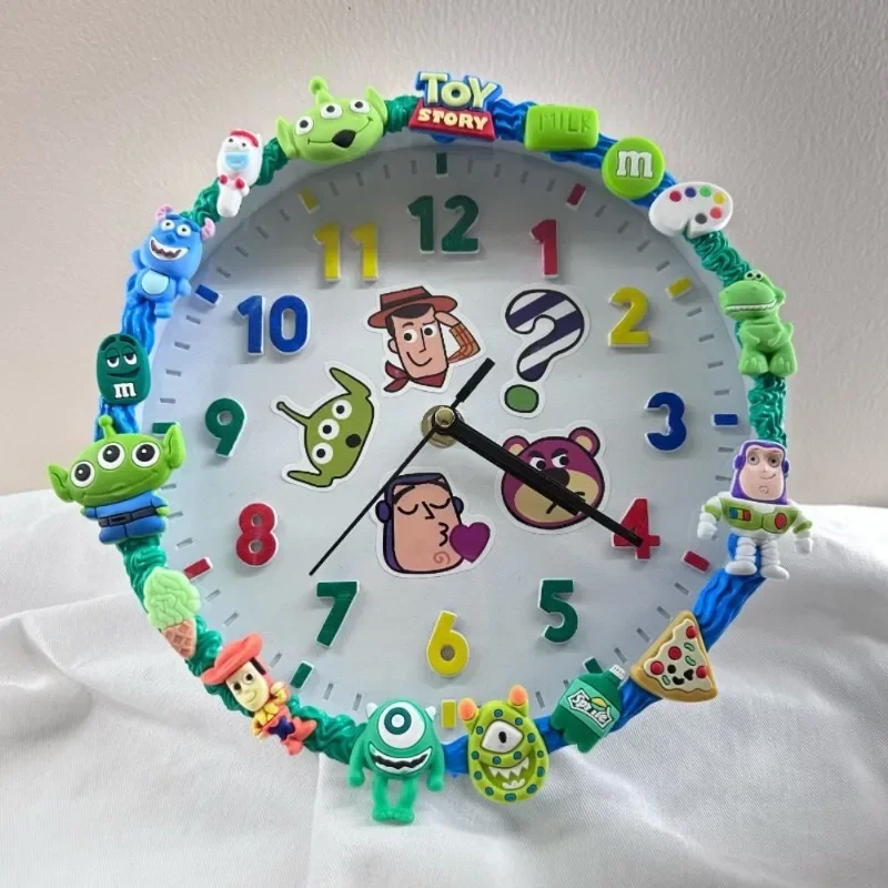 Disney toy story estudante artesanal transformação criativa dos desenhos animados creme cola relógio de parede decorativo ornamentos bonitos presente de aniversário