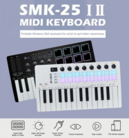 M-VAVE SMK-25 II MIDI Pad Controller Keyboard USB Mini 25 Key,16 RGB Drum Pads,8 Knobs and Music Production,Software Included