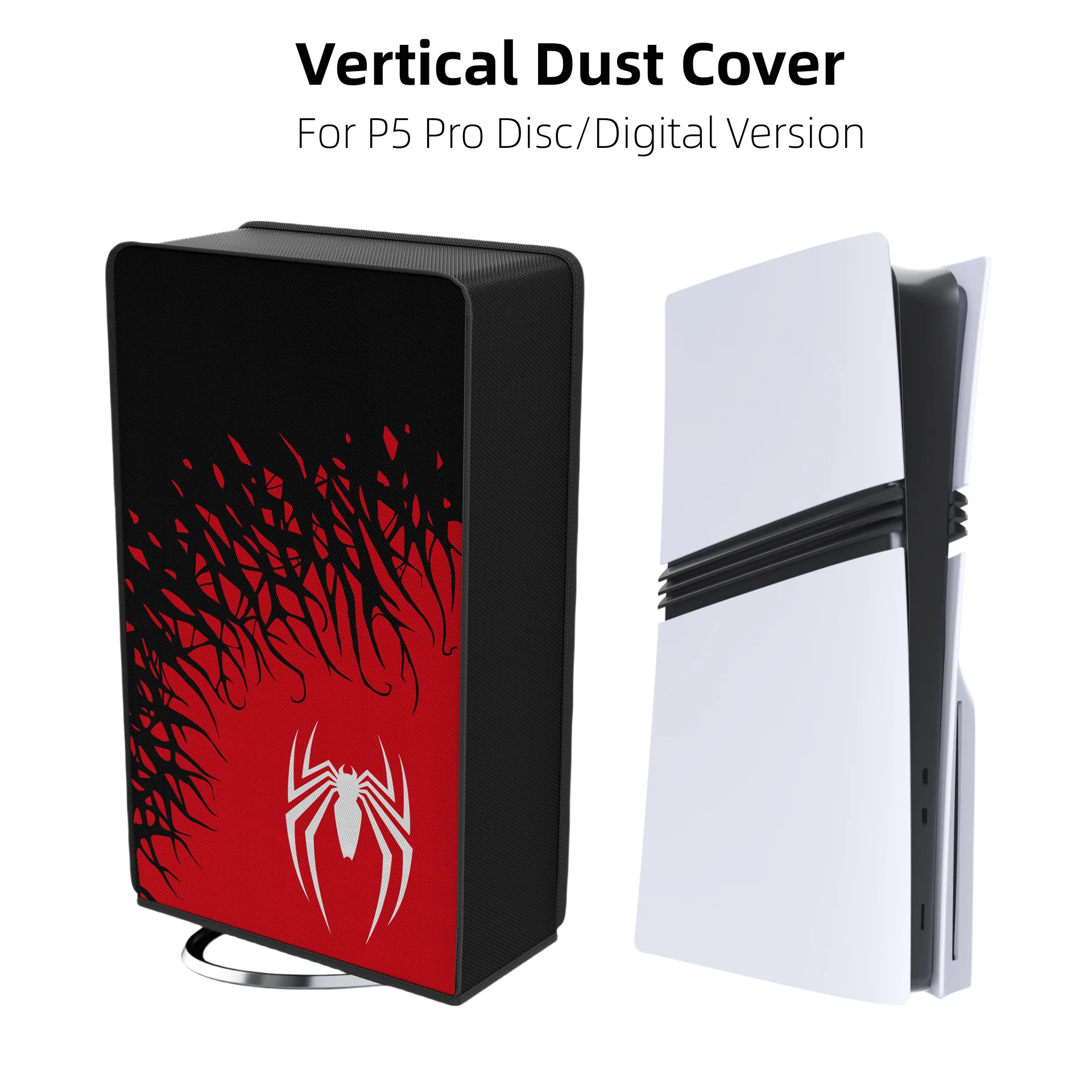 For PS5 Pro Playstation 5 Pro Dust Cover Bag Dustproof Precision Cut Protector Anti Scratch Sleeve Horizontal/Vertical Spider