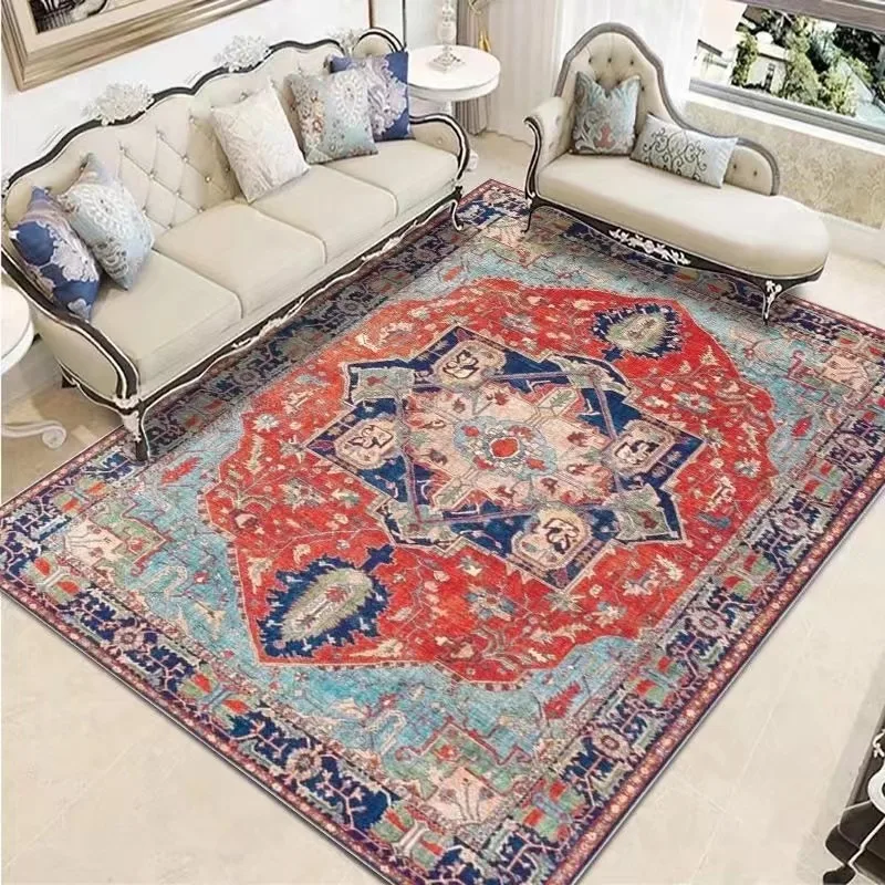 

Retro Europe Persia Türkiye Carpet Living Room Sofa Bedroom Bedside Study Kitchen Entrance Door Rug Non-slip Home Decor Mat