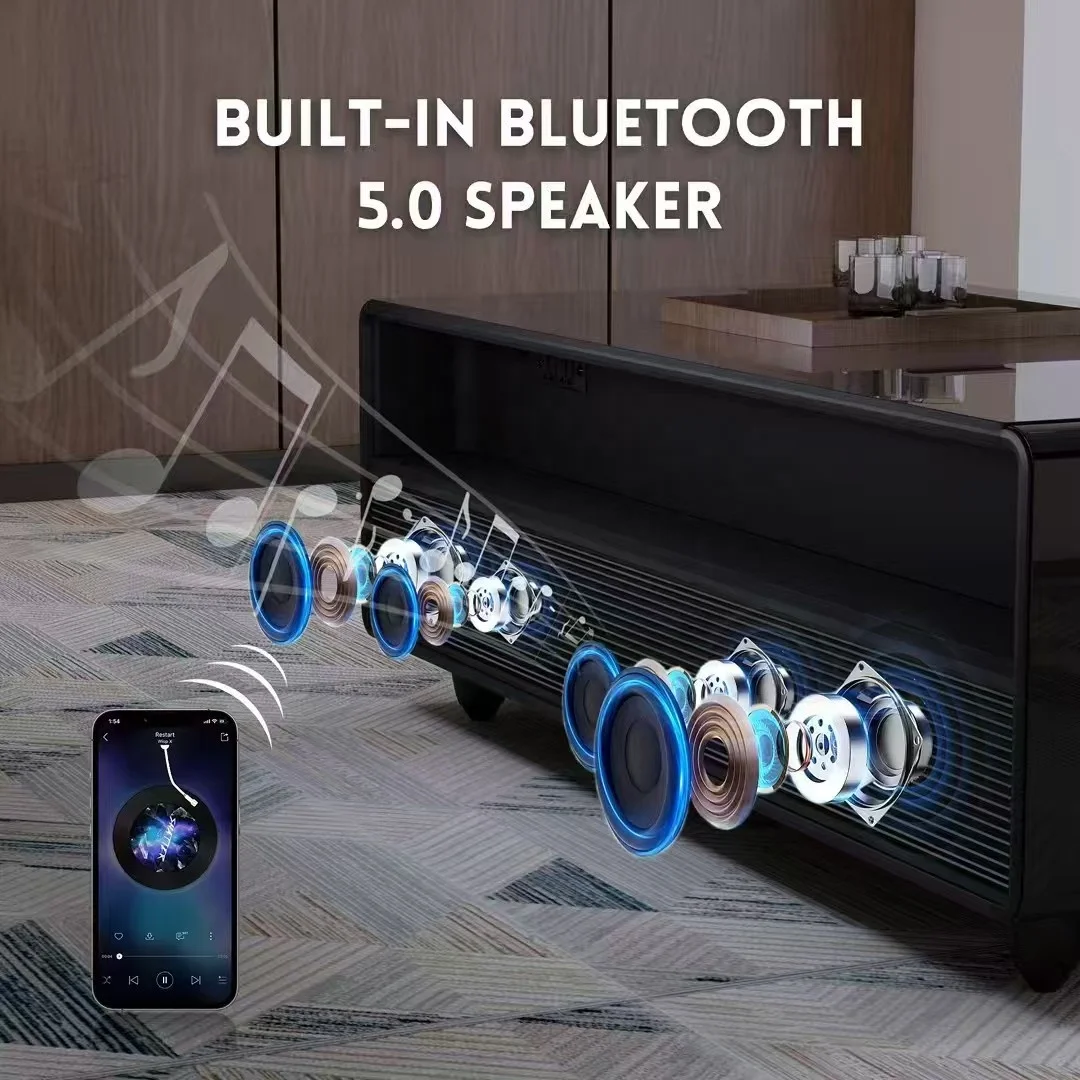 Touch screen 90/135l Light Emitting Diode Light Smart coffee table, built-in refrigerator Wireless charging Bluetooth speaker