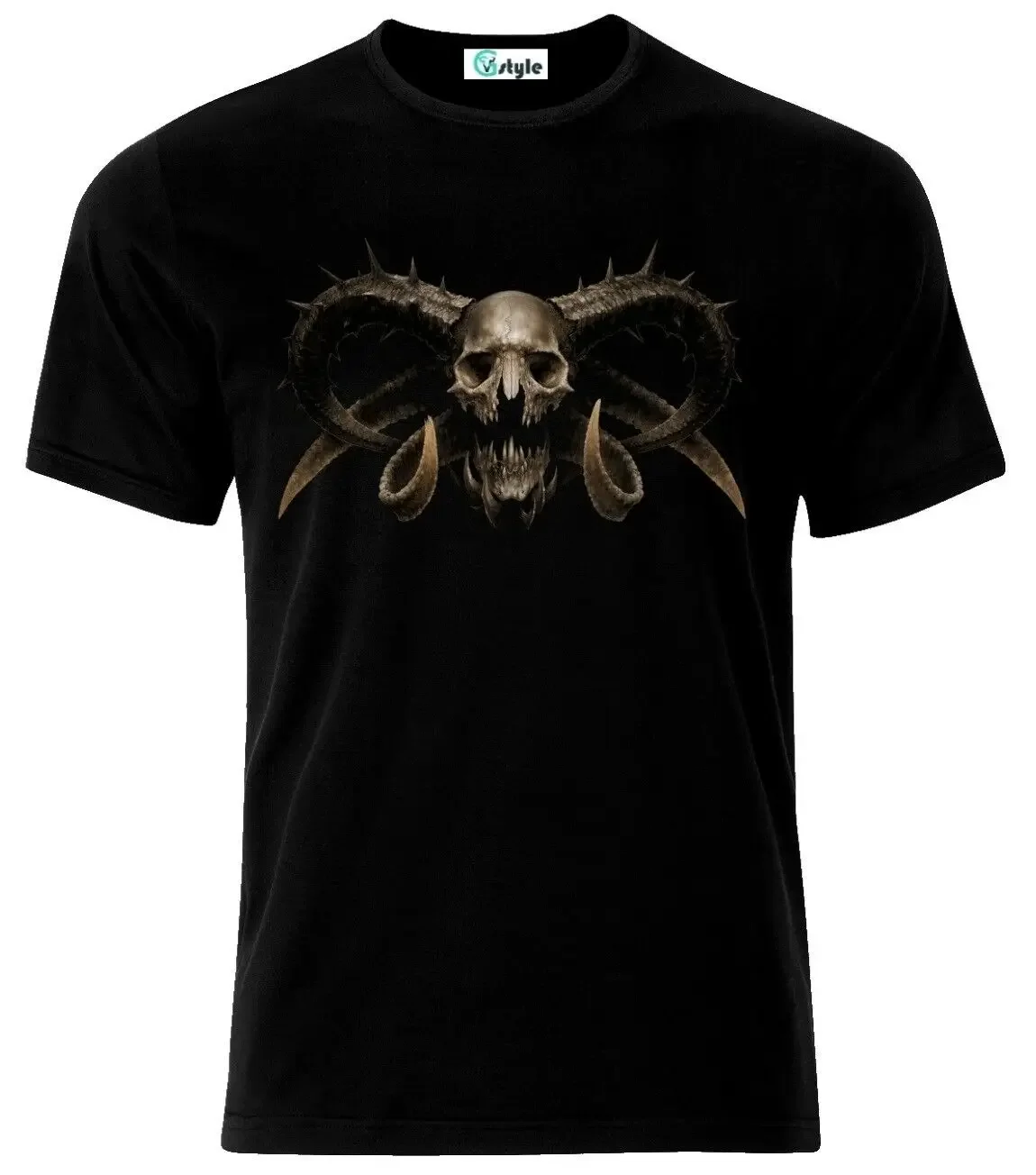 

Gothic Devil Demon Skull Tattoo T-Shirt 100% Cotton O-Neck Short Sleeve Summer Casual Mens T-shirt Streetwear