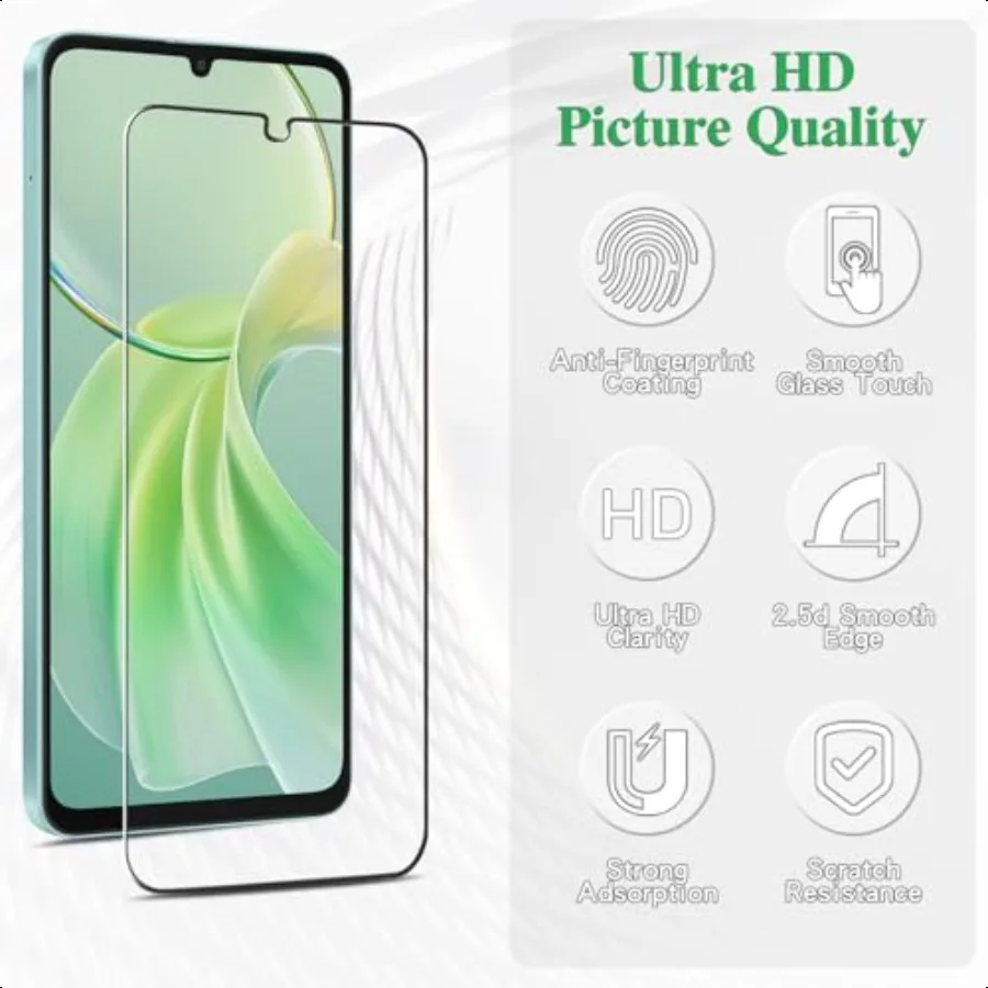 Confezione da 3 pellicole protettive per Samsung Galaxy A06 Pellicola in vetro temperato 9H HD trasparente resistente ai graffi senza bolle per Galaxy A06 Scr