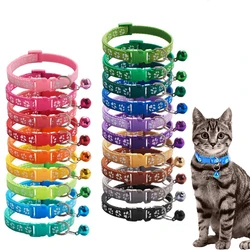 5Pc Colorful Cute Bell Collar Adjustable Buckle Cat Collar Pet Supplies Footprint Personalized Kitten Collar Small Dog Accessory