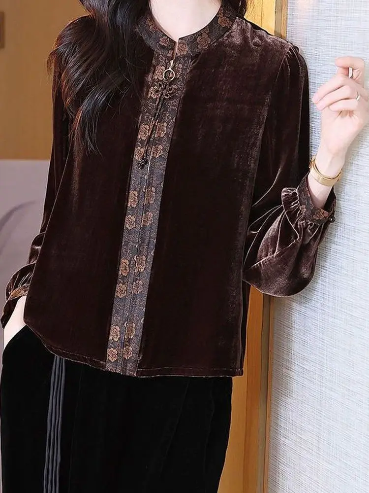 

Chic Retro Chinese Style Short Velvet Open Cardigan Women's Fashion round Neck Sleeveless Top Trendy Autumn New Arrival