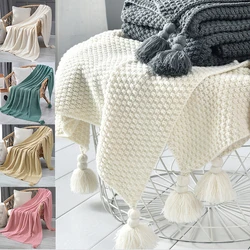 Nordic Tassel Knitted Blanket Solid Fringe Blanket For Bed Travel Sofa Shawl Throw Blanket Large Size Air Conditioner Blanket