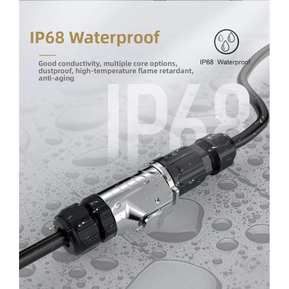 Aviation Connector 2 Pin Through 9 Pin Male Female Flange Mount IP68 Rated for Industrial Control Lighting and Sensor Wiring
