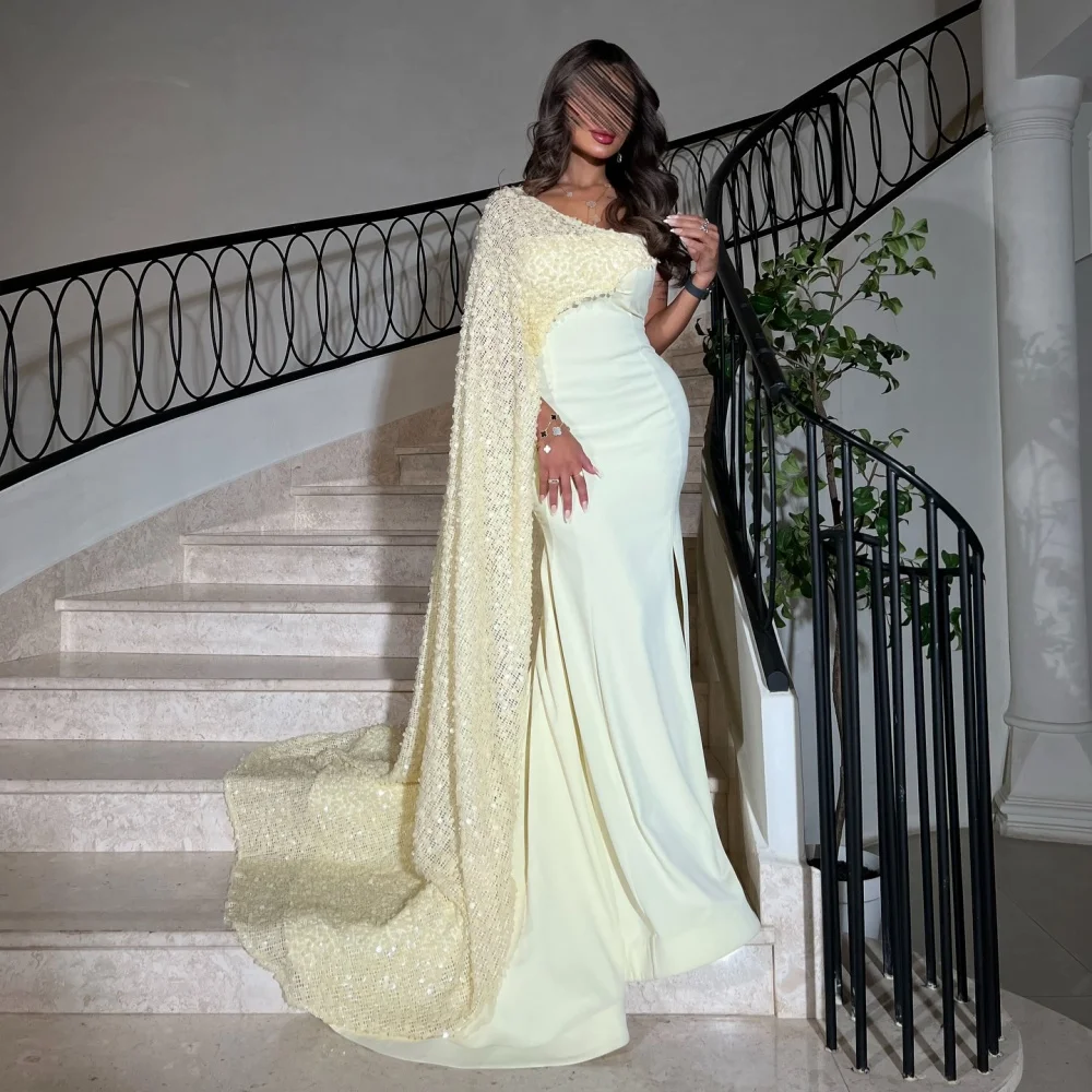 

Customized Modern Style Elegant Jersey Sequined Pleat Mermaid One-shoulder Long Dresses Bespoke Occasion Dresses Intricate Sexy