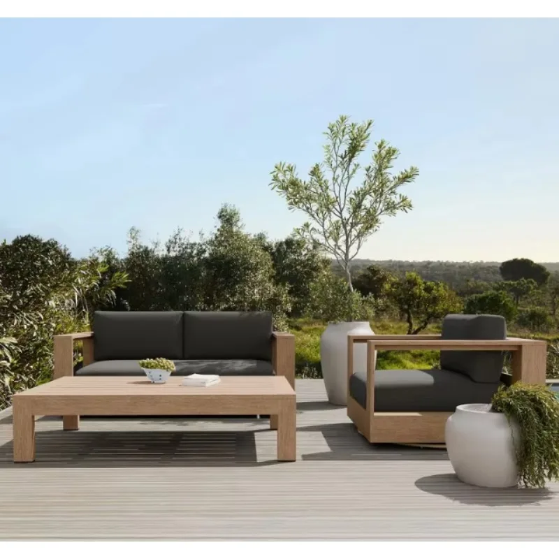 Rancho Valencia Resort and Spa Solid Teak Wood Tropical Outdoor Sofa Set Waterproof Eco-Friendly for Villa & Hotel