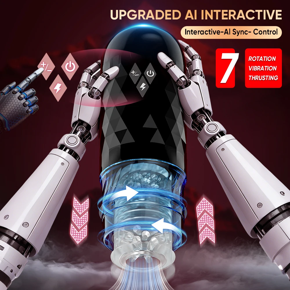 Thrusting Rotation Masturbator Cup for Men Penis Pump Blowjob Adult Sex Toy Stroker Piston Automatic Telescopic Male Mastubator view 3