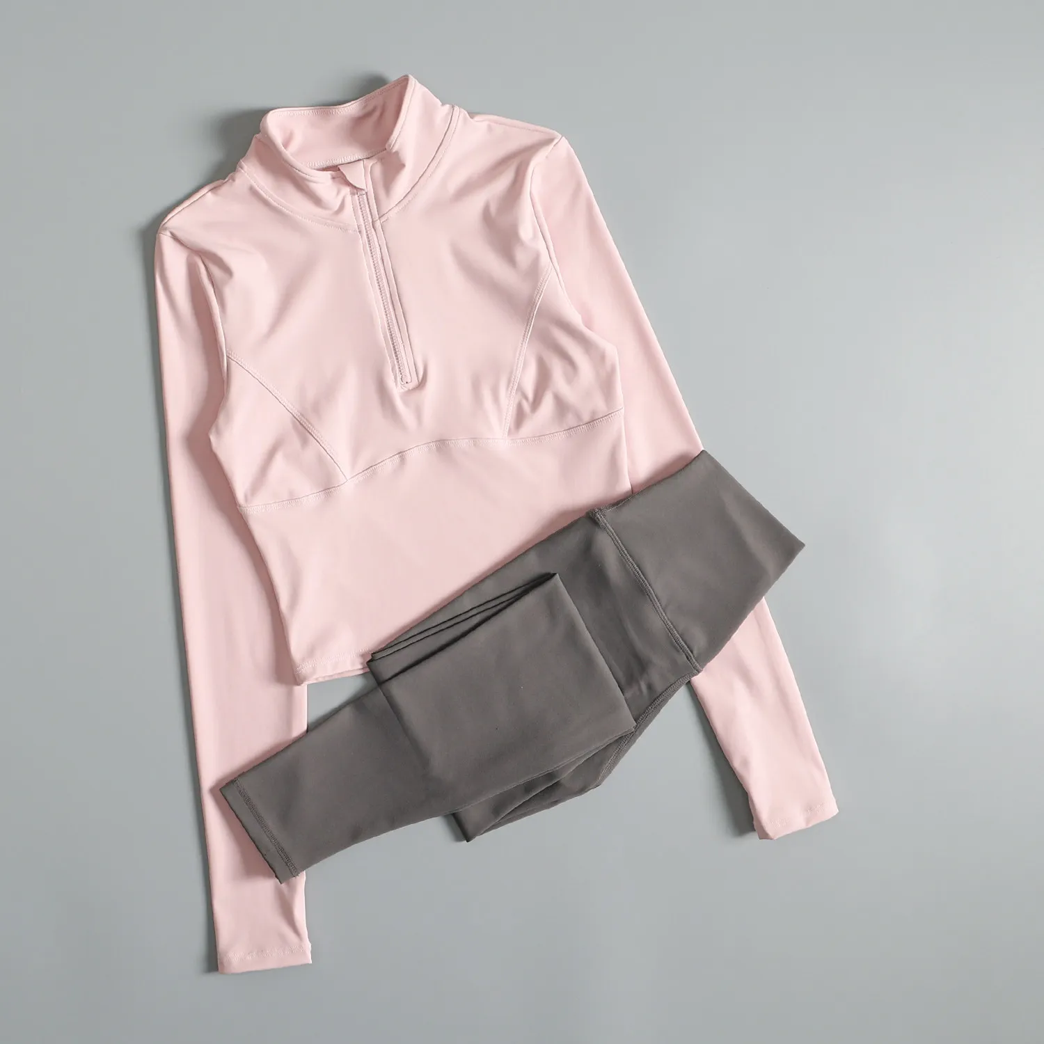 

Yoga clothing suit for women spring half-zip slim short sports training long-sleeved fashion running fitness quick-drying