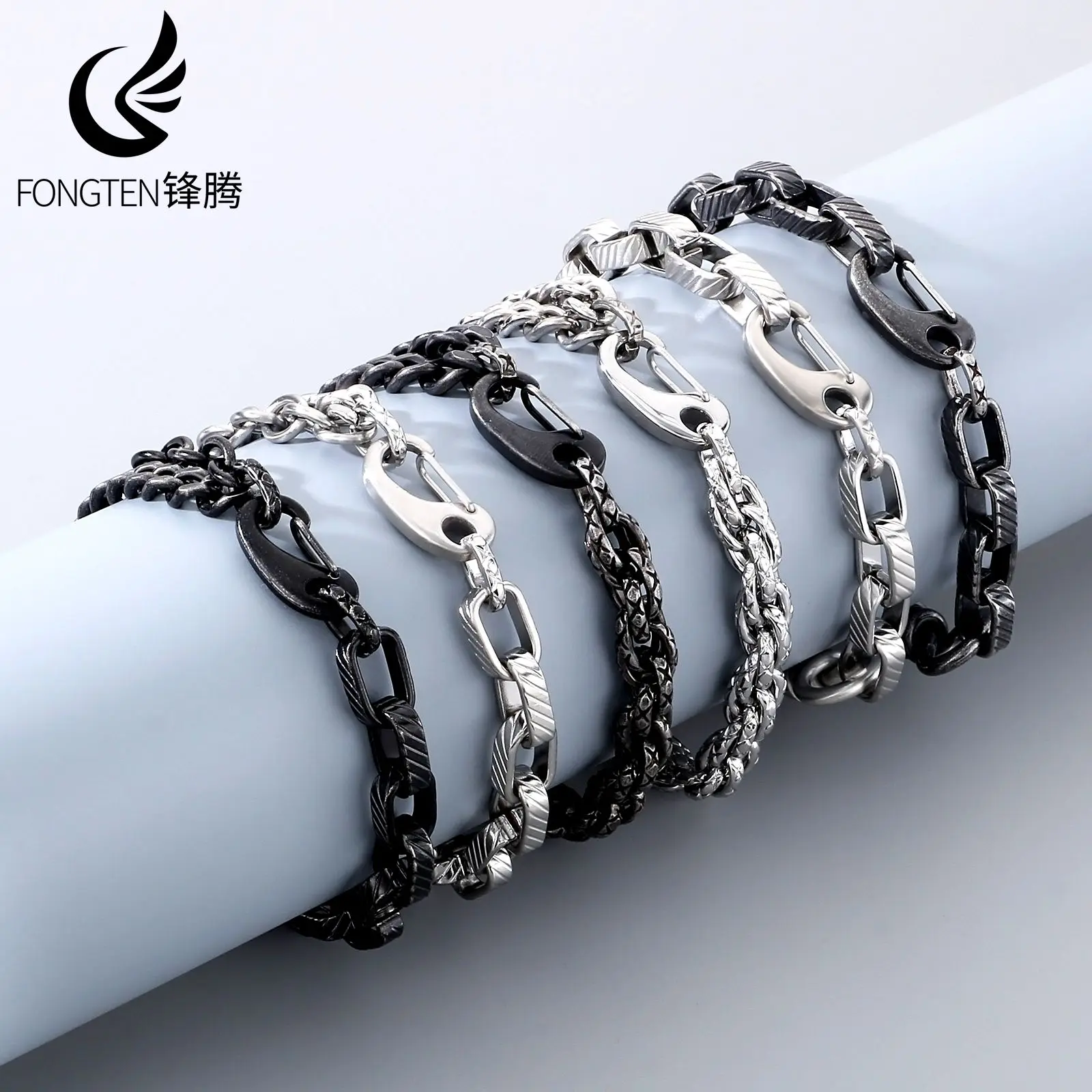 Fongten Advanced Generous Stainless Steel Bracelet For Men Modern Sense Of Technology Bicycle Chain Chunky Jewelry Party Gifts