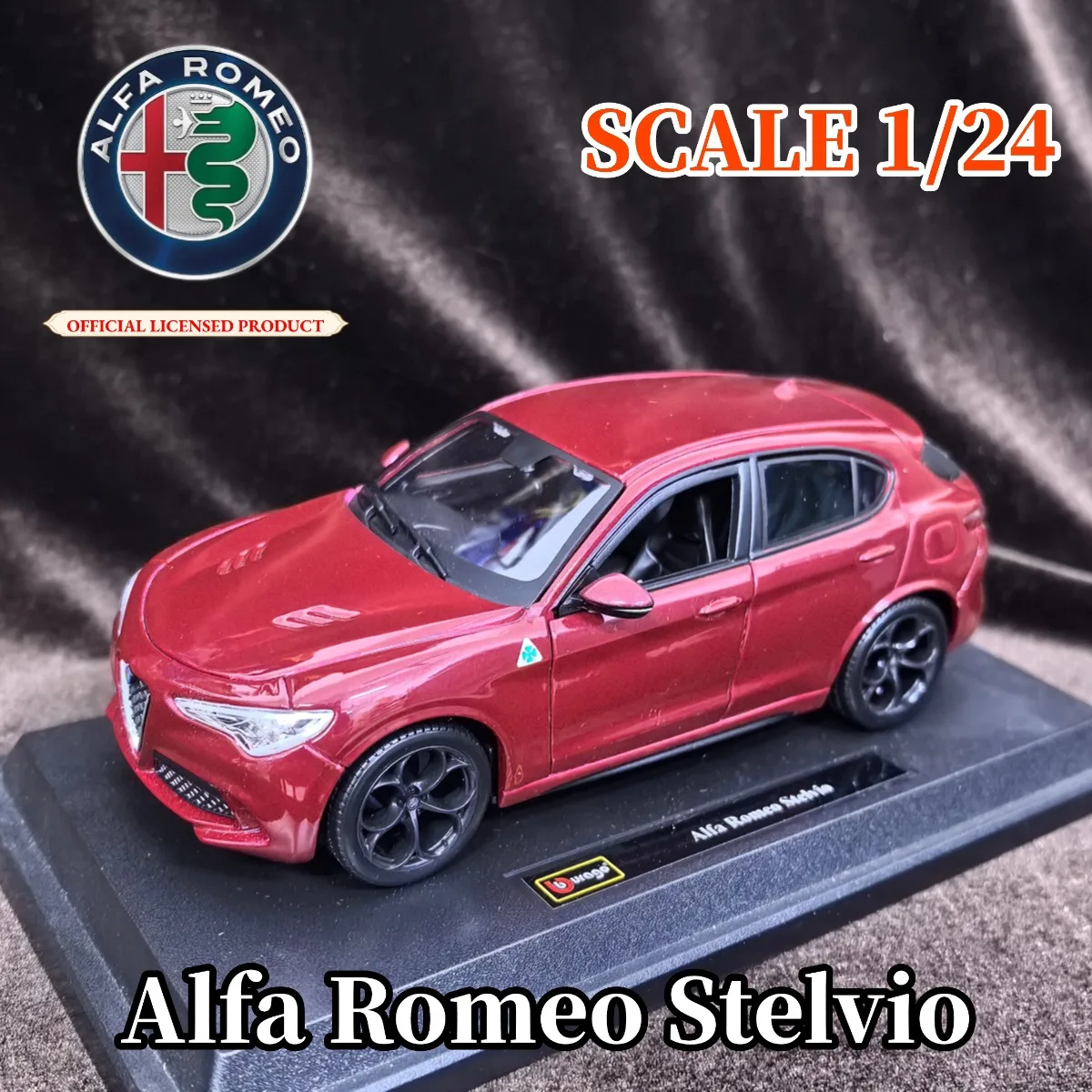 

Лимитированная модель автомобиля Bburago в масштабе 1:24 Alfa Romeo Stelvio, миниатюрная копия роскошного автомобиля, детская игрушка в подарок на Рождество