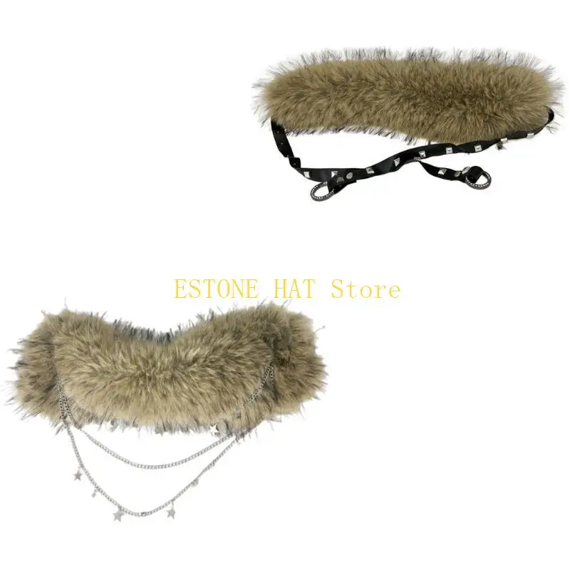 49MF Gothic Waist Chain Belt with Rivet/Star Charm for Casual Outfits and Parties