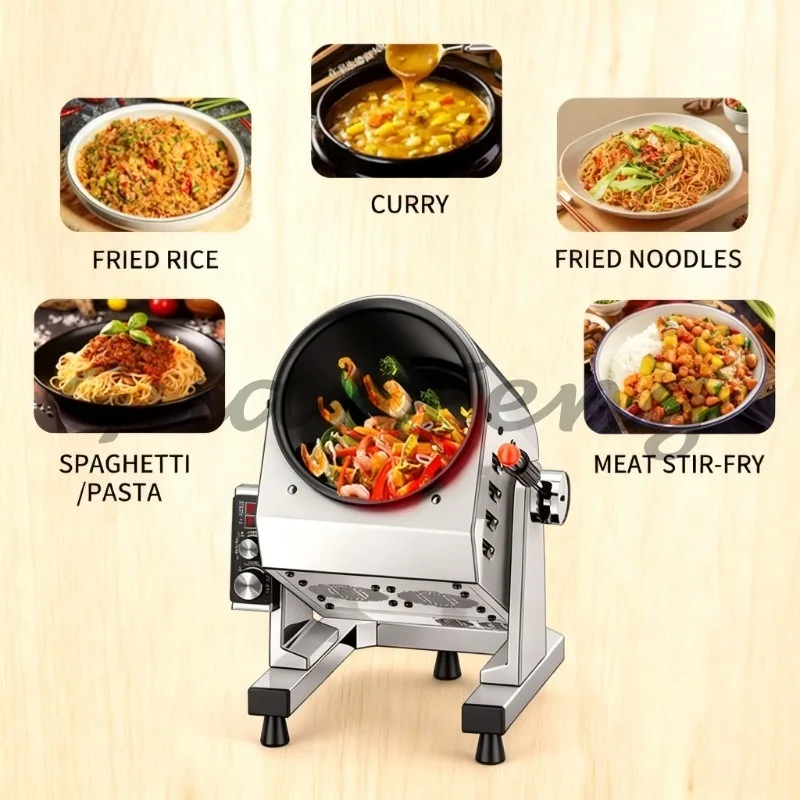 Electric Stir Fry Cooking Machine, Automatic Rotating Cylinder Wok Robot for Restaurant Kitchen Fried Rice