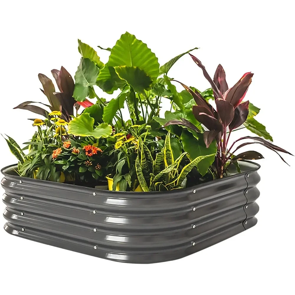 

Raised Garden Bed Kit, 11" Tall 4 in 1 Modular Metal Raised Garden Beds Kit, Metal Planter Box for Vegetables