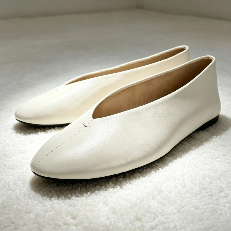 Comfortable Soft Leather Pu Ballet Flats Women Concise Round-toe Mary Jane Shoes for Ladies Summer Elegant Light Flat Loafers