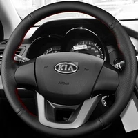 DIY negro imitación cuero antideslizante y resistente al desgaste protector para volante de coche para Kia RIO 2011 2012 2013 2014 piezas de automóvil