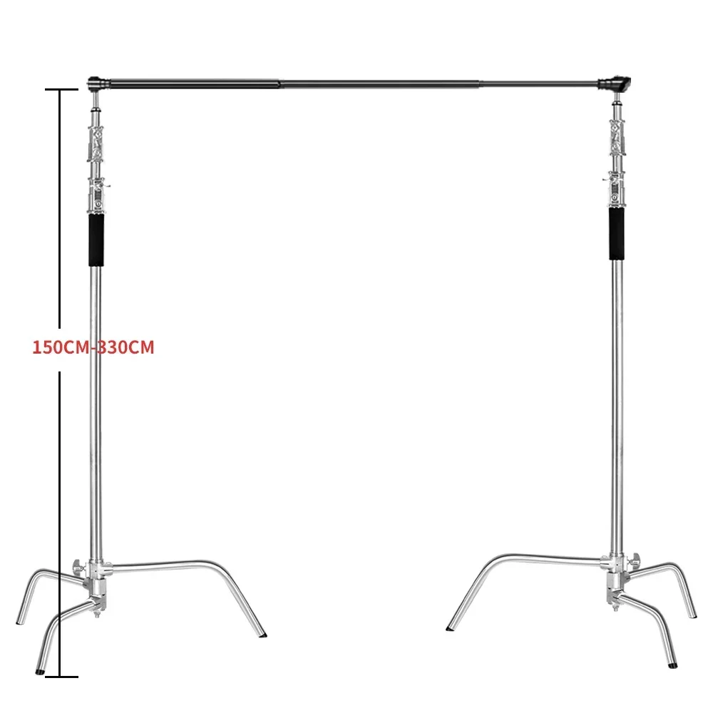 Barre transversale télescopique SH 2m/3m, compatible avec le support arrière, supports de lampe réglables / trépied C pour studio photo