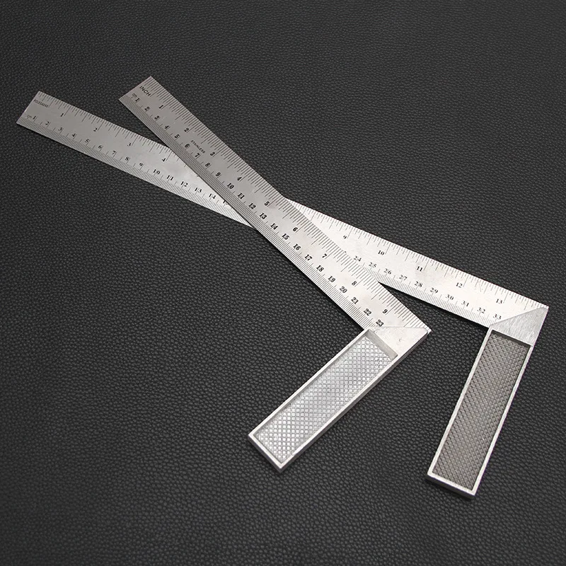 Metal Tools Aluminum Square Multi-functional Scale Woodworking Decoration 90 Degree Bend Ruler 250mm/330mm