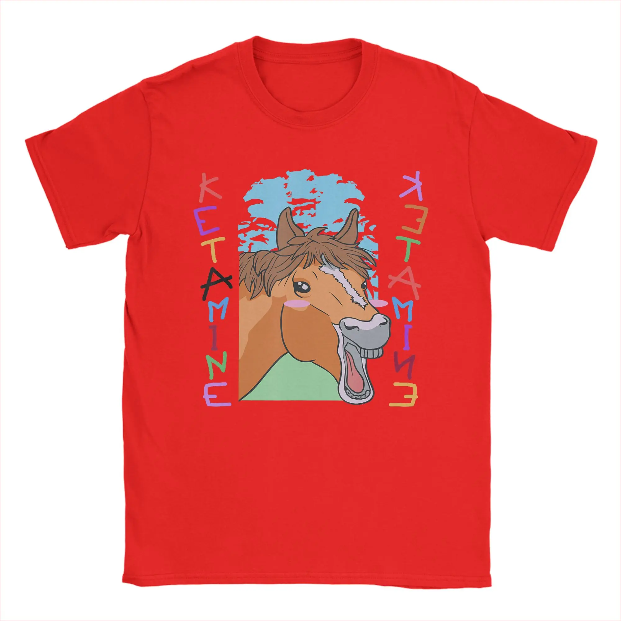 Funny Medical Humor Ketamin Horse T Shirt Male  Y2K Retro Cotton T Shirts Summer Comfortable Hipster Tee Shirt Big Size Tops