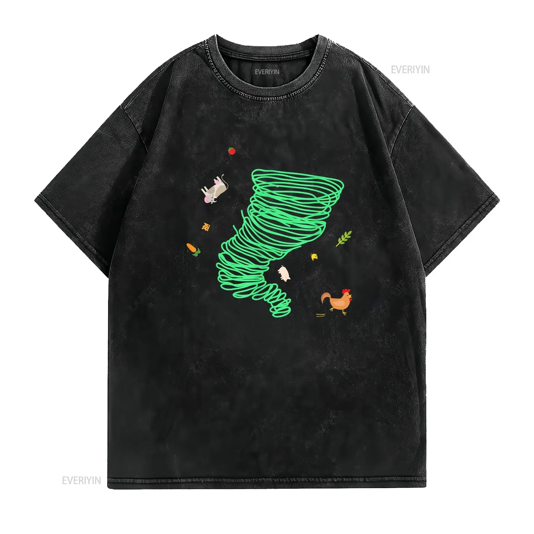 Tornado T Shirt Weather Twister Hurricane vintage Washed Casual streetwear Stretched Breathable graphic Versatile Stylish