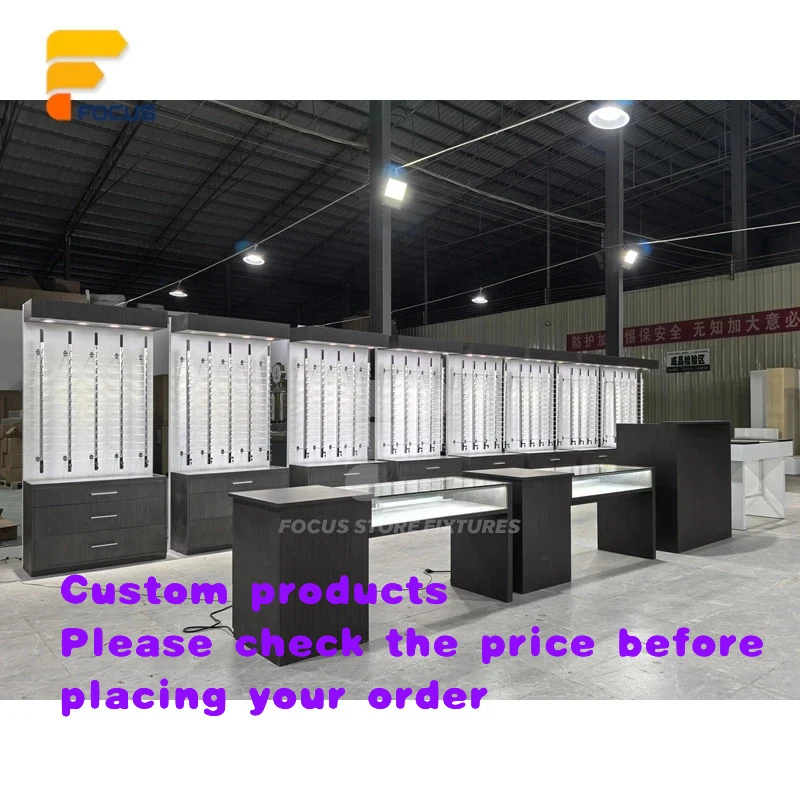 custom.Modern Interior Decoration Tempered Glass Glass display cabinet OEMService Shopping mall eyeglass
