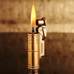 Personality Retro Brass Kerosene Lighter Creative Nostalgic Windproof Grinding Wheel Lighter Men's Gadget Accessories