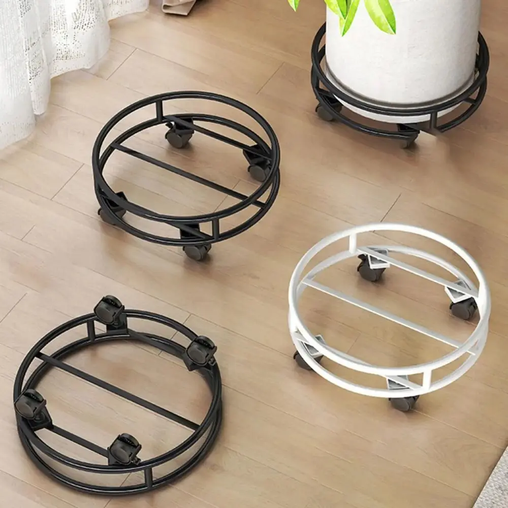 

Sturdy Construction Rolling Plant Pot Stand with Wheels Movable Round Planter Rack Silent Lockable Flower Pot Holder Home Decor