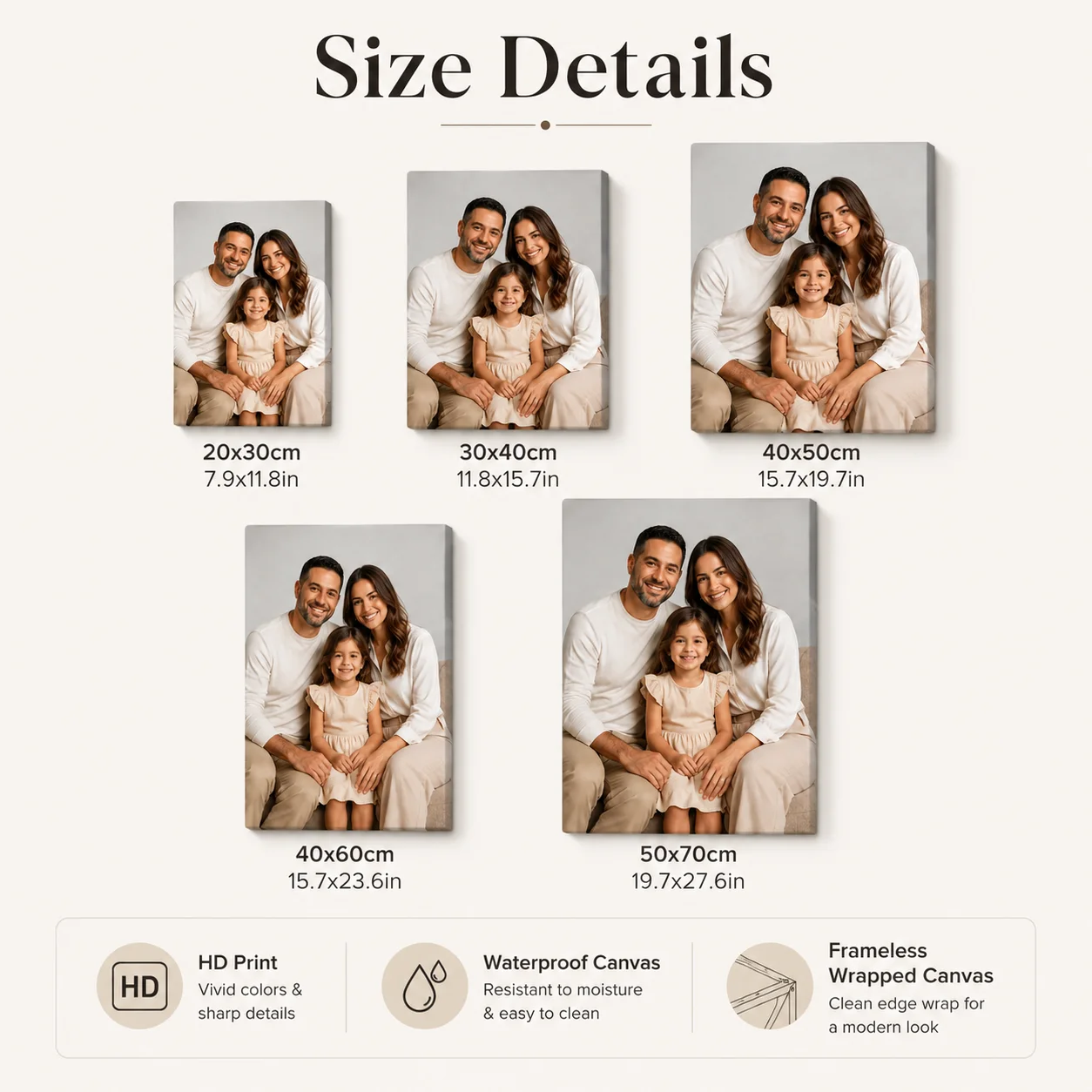 Custom Wall Art - Personalized Canvas Photo Frame UV Ink Print Picture Wrapped Decor for Home Bedroom Living Room Office