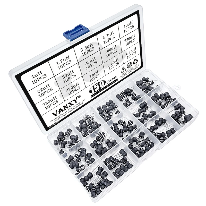 15 values kit Unshielded Wirewound power Inductor 0608 6*8mm 1 2.2 3.3 4.7 10 22 33 47 100 220 330 470 uH mH I-shaped inductance