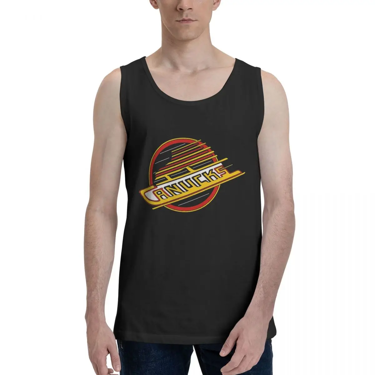Vancouver Hockey Canucks Skate 100% Cotton Men's Sweatshirt Vest Sleeveless Clothing Tees Men Tank Tops T-shirt